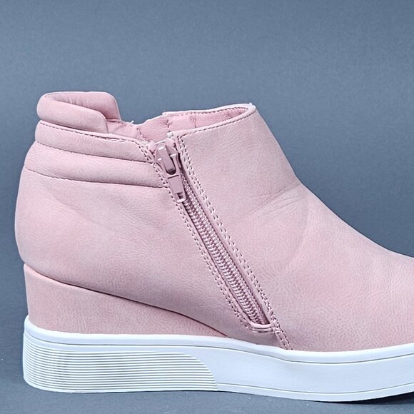 Dream Pairs Pink Blush Platform Wedge Sneaker Ankle Booties - Picture 5 of 14